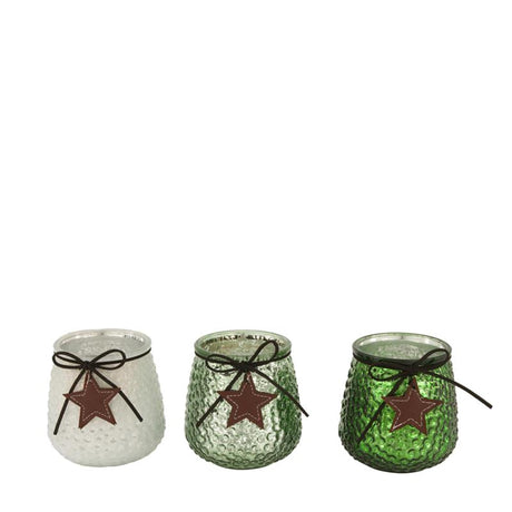 Dijk natural collections fyrfadsstage glas ã˜9,5x10cm blandet grøn