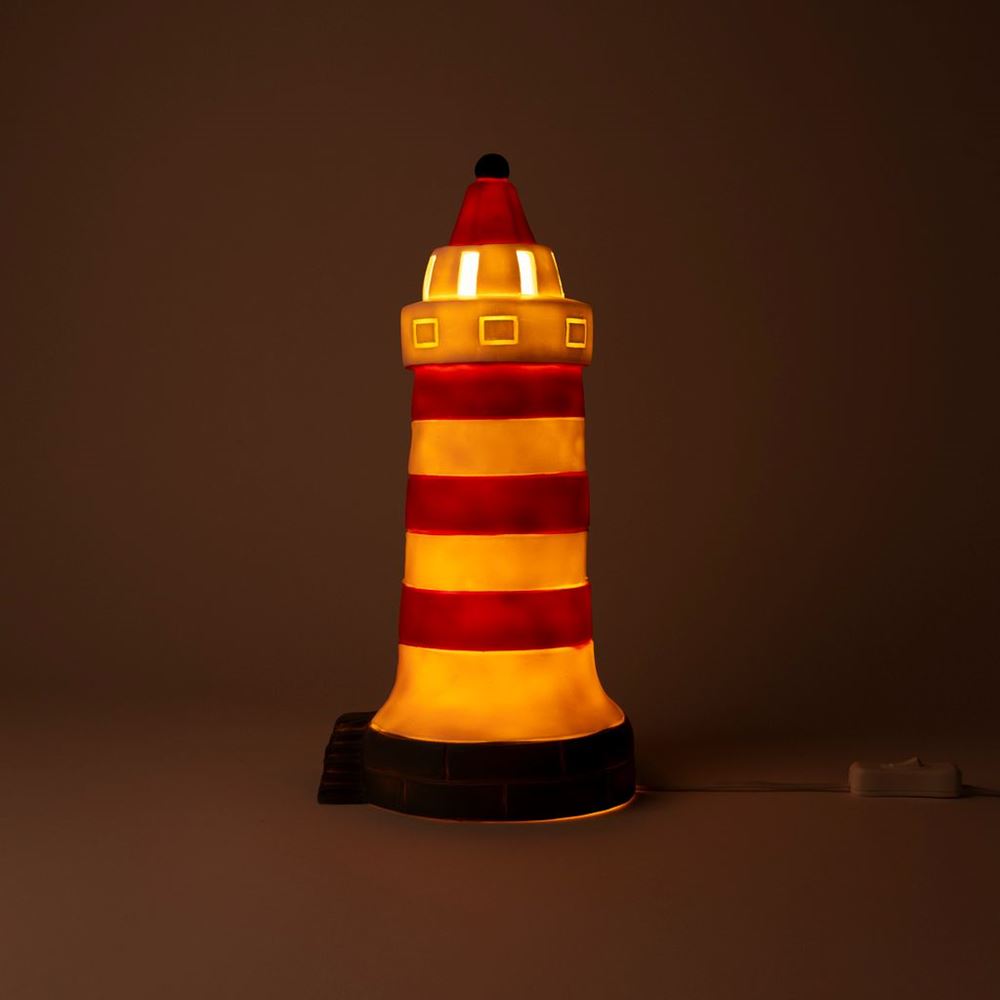 Egmont lampe fyr rød-hvid. 17x35 cm