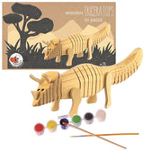 Triceratops i træ til maling. 22x7x5