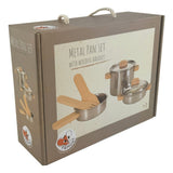 Egmont pannenset met houten handvatten.