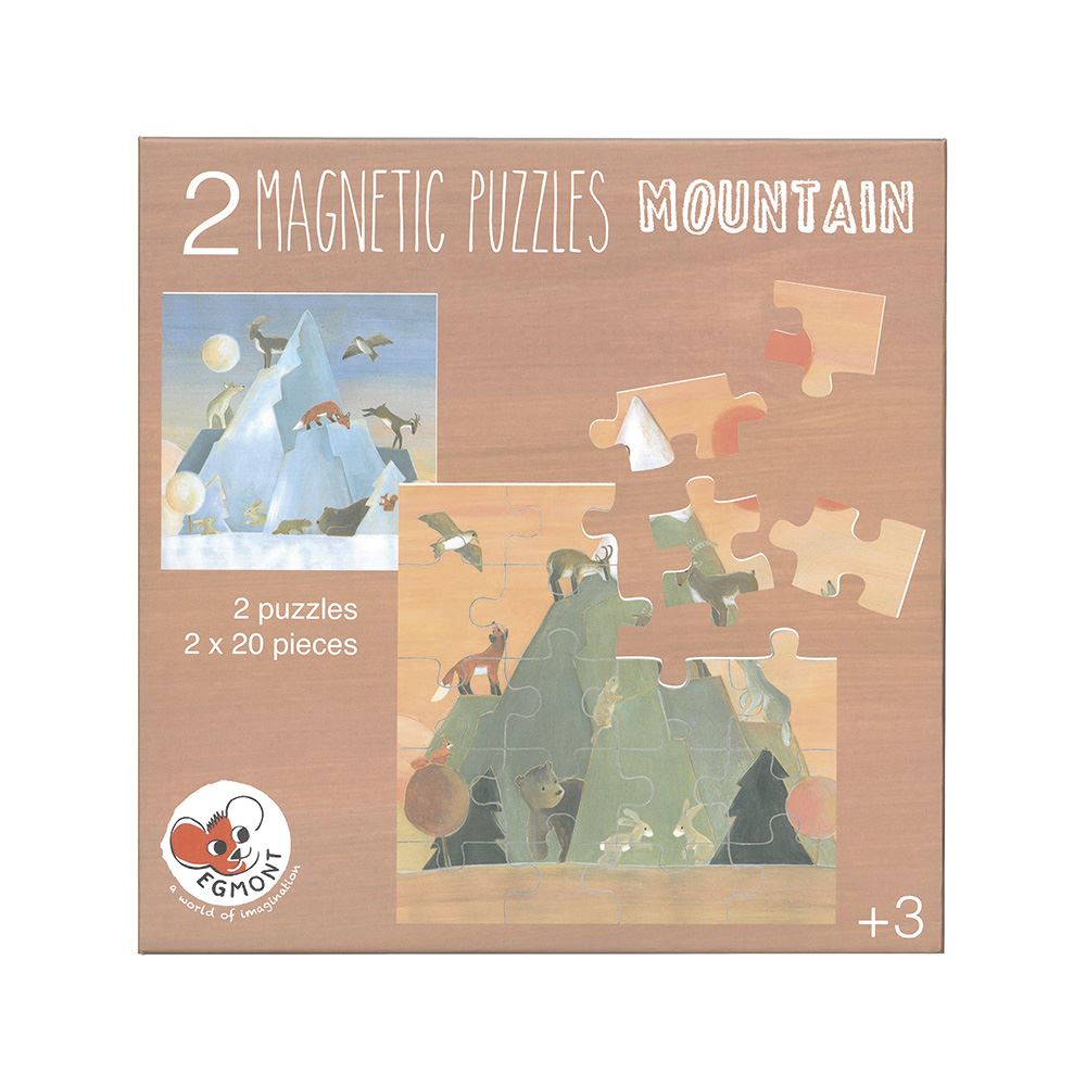 Magnet puslespil bjerge. 17,5x17,5x1 cm.