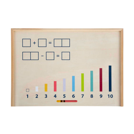 Lille fod - lærekasse i træ med matematikstave og matematikbloksæt