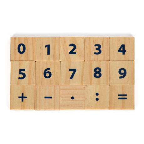 Lille fod - lærekasse i træ med matematikstave og matematikbloksæt