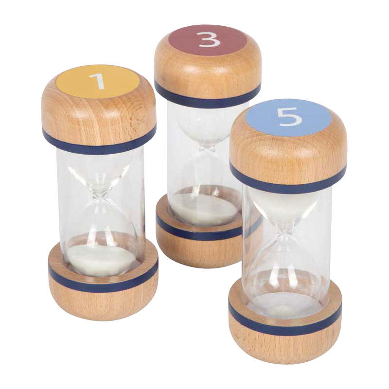 Lille fod - timeglas i træ - 3 stk.