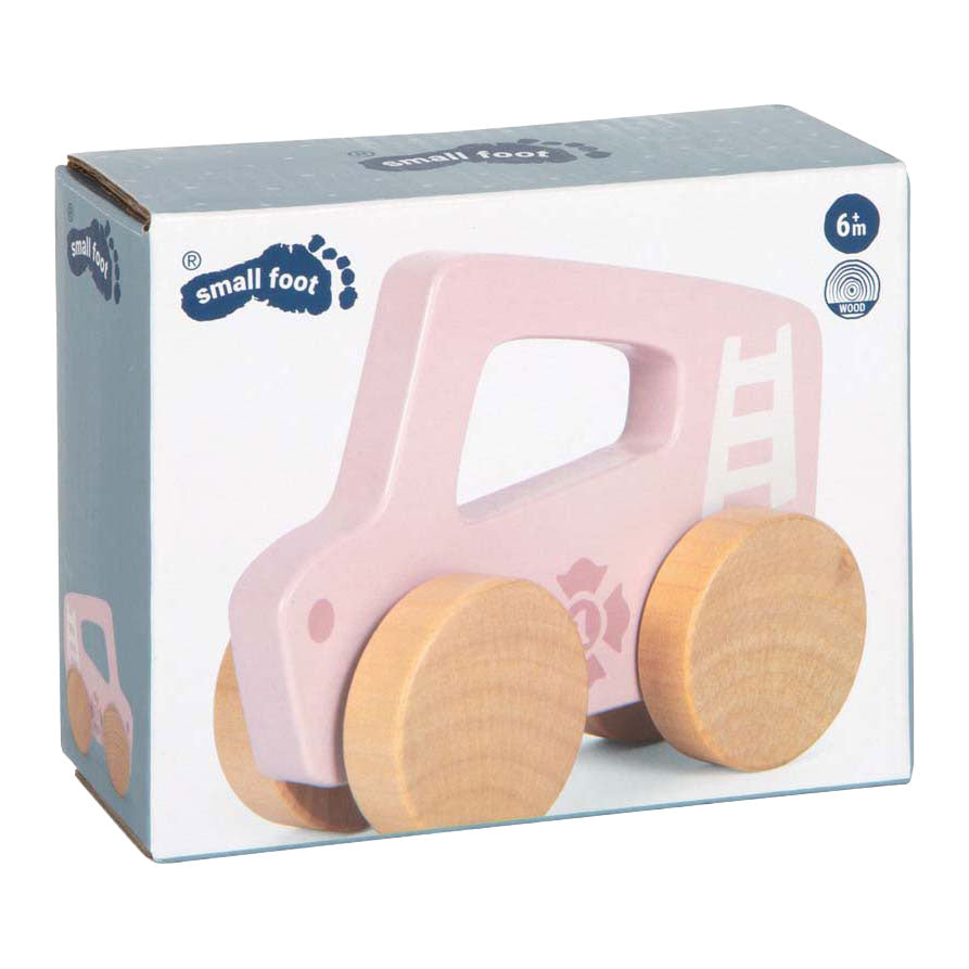 Lille fod - træ push car pink