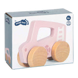 Lille fod - træ push car pink