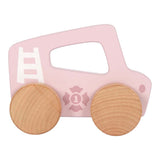 Lille fod - træ push car pink