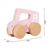 Lille fod - træ push car pink