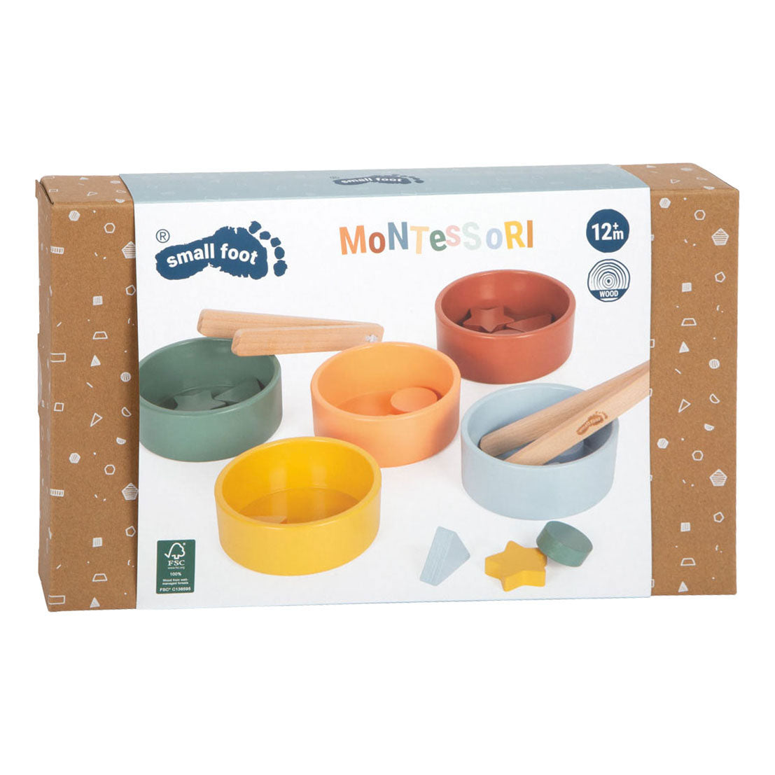 Lille fod - Montessori sorteringsspil i træ med tang