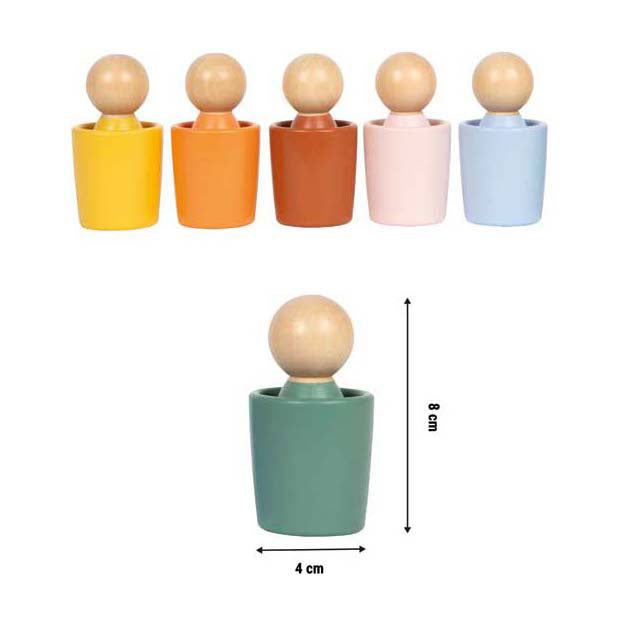 Lille fod - Montessori-sorteringsbæger i træ med figurer