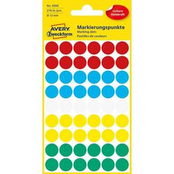 Markeringspunkter avery 3088 rund 12mm assorteret