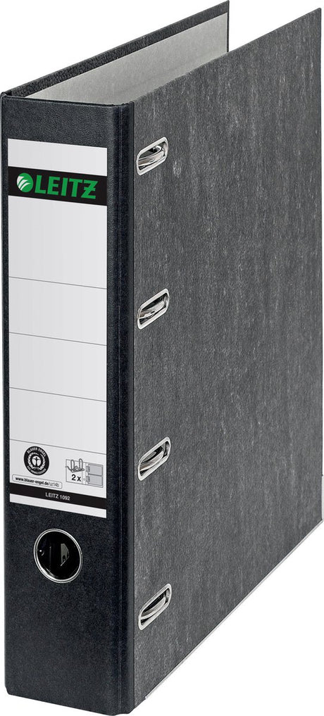 Leitz giro bankmappe a4 cloudy - med dobbelt mekanisme - rygbredde på 75 mm - 100% genbrugspap - sort