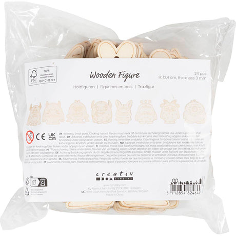 Creativ firma træfigurer, prøver, h: 12,4 cm, tykkelse 3 mm, 24 stk. 1 æske