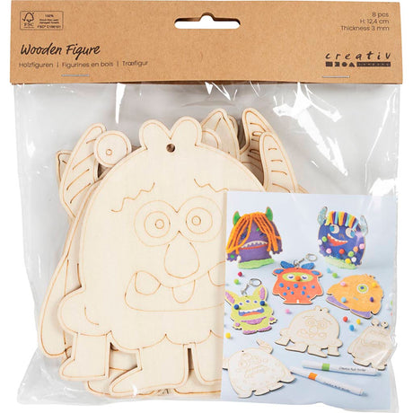Creativ firma træfigurer, prøver, h: 12,4 cm, tykkelse 3 mm, 8 stk. 1 æske