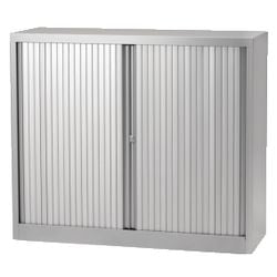 Rulledørsskab lavt stål 120x43x103cm sølv 1 hylde