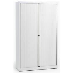 Rulledørsskab høj bisley 120x43x198cm hvid 4 hylder