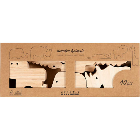 Creativ firma trædyr, safari, h: 3-14,5 cm, tykkelse 2 cm, 10 stk 1 æske