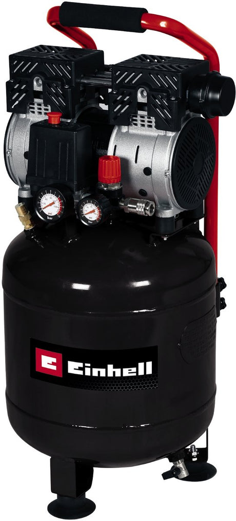 Einhell elektrisk kompressor te-ac 24 lydløs - 750 w - 8 bar - 24 l tank - sugekapacitet: 135 l min - 57 db (støjsvage end normale kompressorer) - oliefri