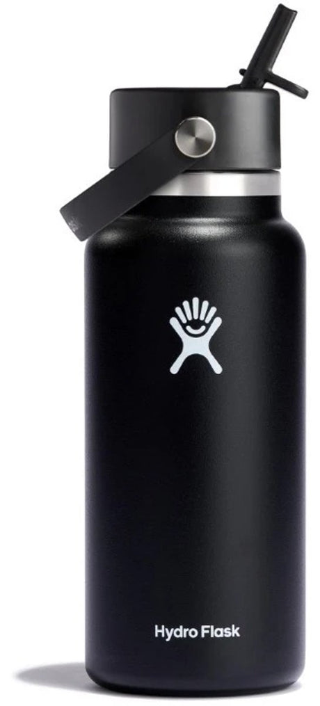 Hydrokolbe bred flex stråhætte - drikkeflaske 946 ml - rustfrit stål - sort