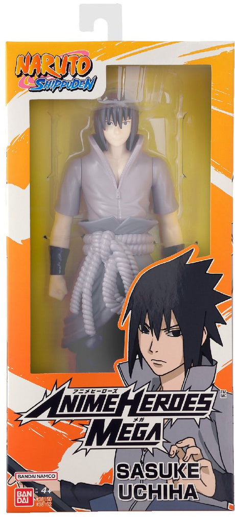 Bandai - anime heroes - naruto shippuden - anime heroes mega 30 cm figur - sasuke uchiha - stor actionfigur - manga figur - officielt licenseret naruto - legetøj til børn 4+ - 38152