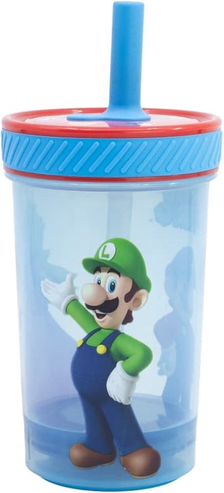 Stor super mario anti-tip plastik kop med silikone sugerør