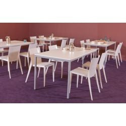 Vergader- en kantinetafel 120x80x74cm wit aluminium