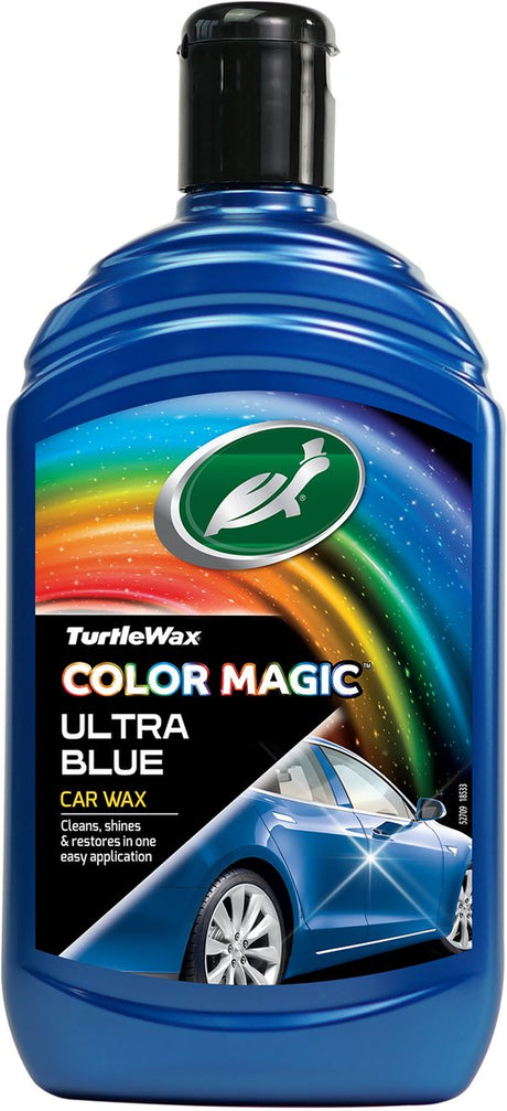 Turtle wax farve magisk ultrablå voks - renser giver glans - genopretter og tilføjer farve - camouflerer ridser og kedelige pletter - giver varig beskyttelse - hurtig og nem at bruge - 500ml