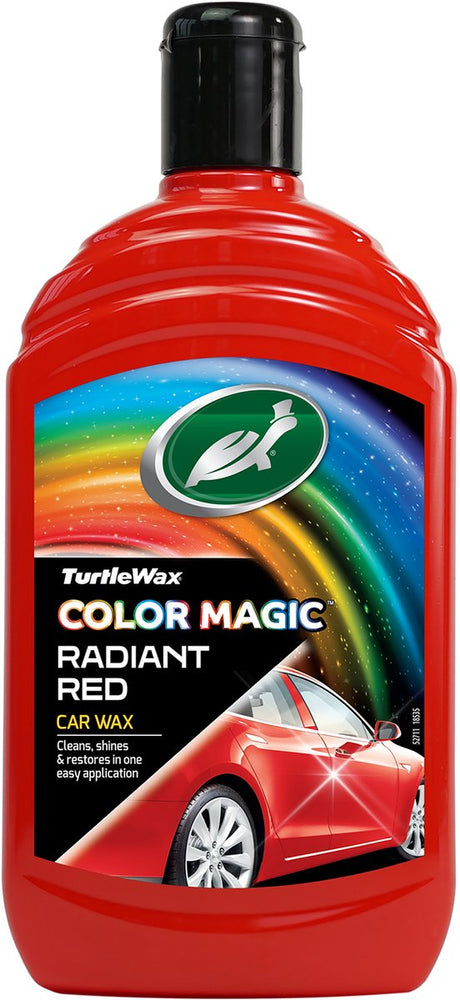 Turtle wax farve magisk strålende rød voks - renser giver glans - genopretter og tilføjer farve - camouflerer ridser og kedelige pletter - giver varig beskyttelse - hurtig og nem at bruge - 500ml