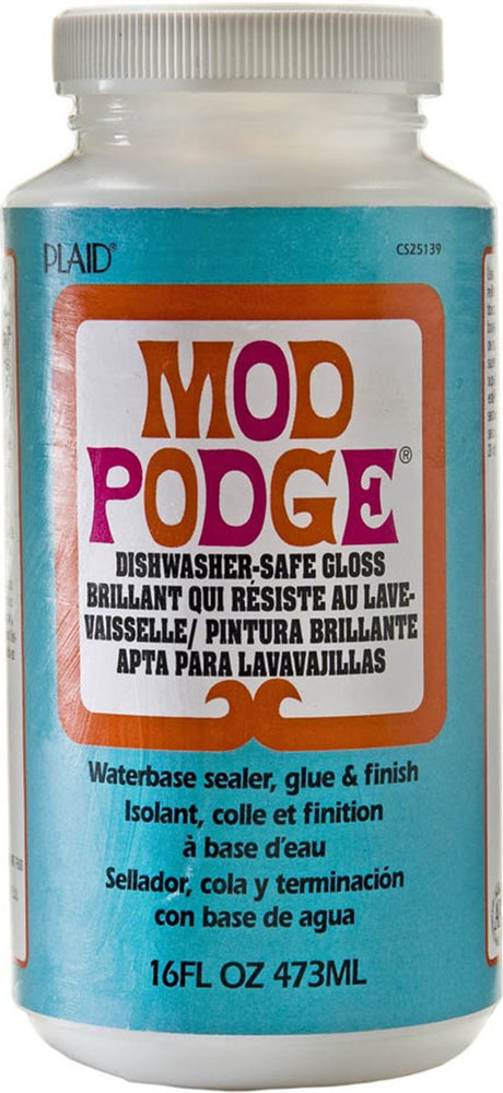 Mod podge tåler opvaskemaskine glans - decoupage lim - vandtæt - 473ml