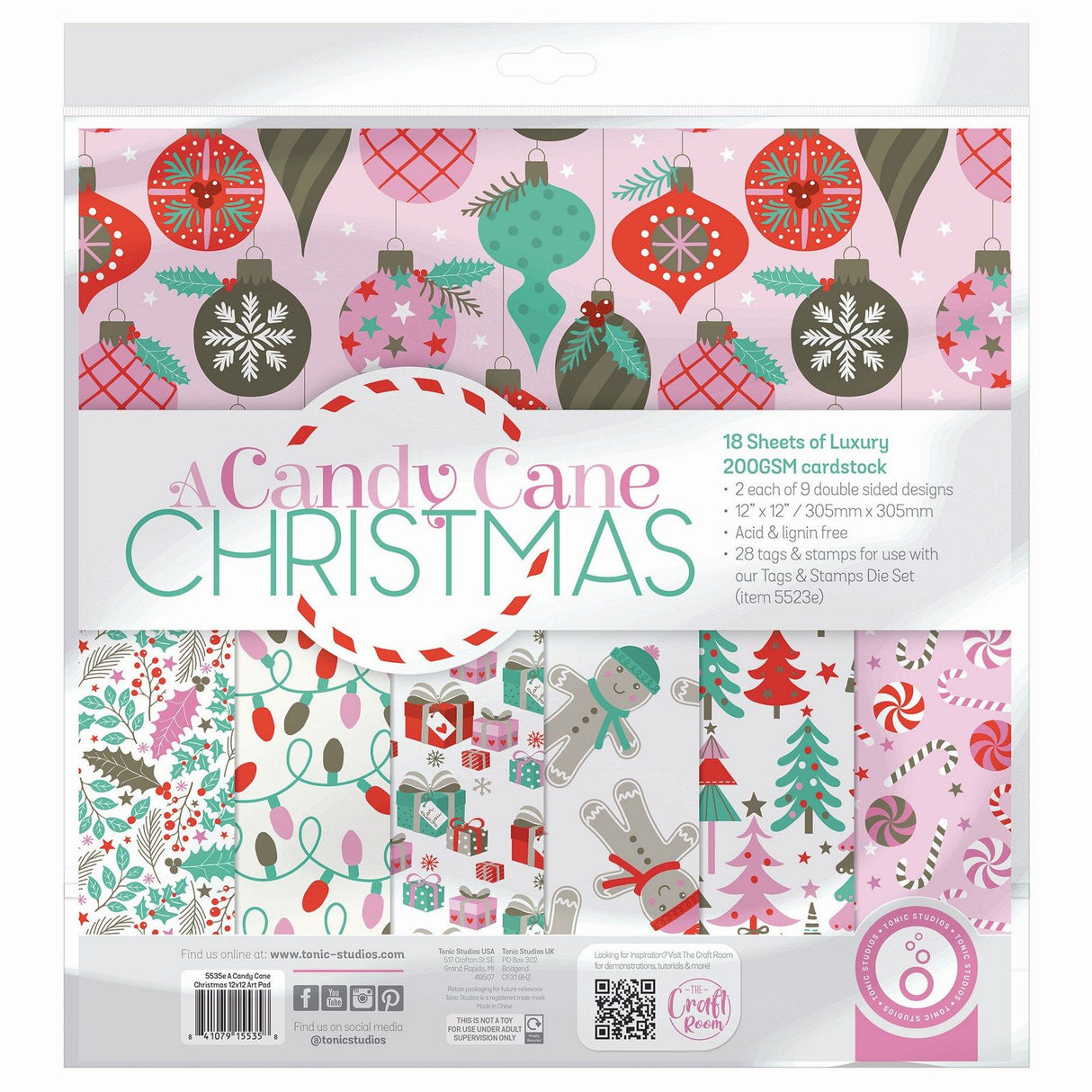 Tonic studios • en candy cane julekunstpude 30,5x30,5cm