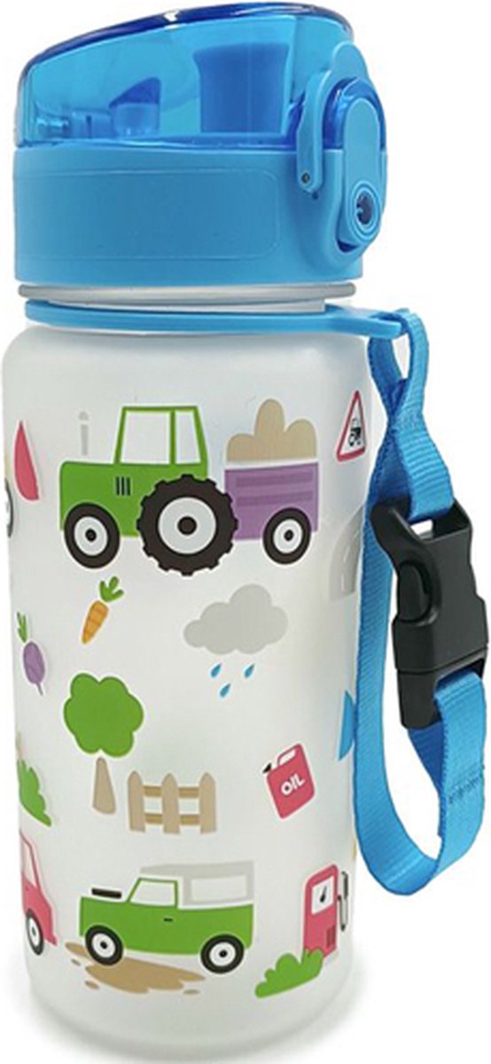 Puckator små traktorer pop top 350ml brudsikker drikkeflaske til børn skolekop drikkebæger børnetraktor