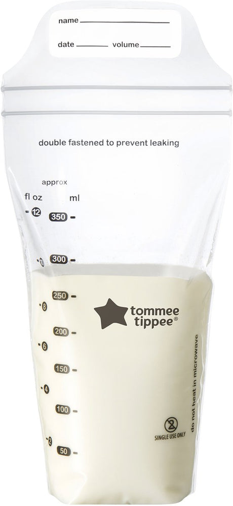 Tommee tippee tættere på naturen - opbevaringsposer til modermælk - præsteriliseret - sikker dobbeltforsegling - engangsbrug - 350 ml - 36 stk.