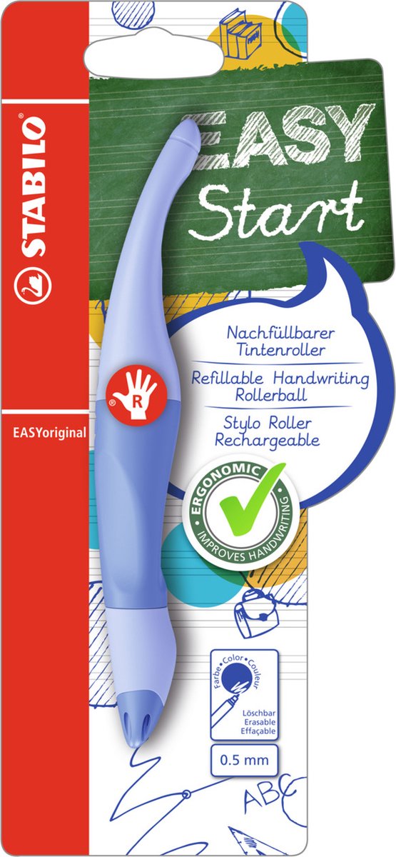 Stabilo easyoriginal - ergonomisk rollerball - højrehåndet - pastel luftig blå