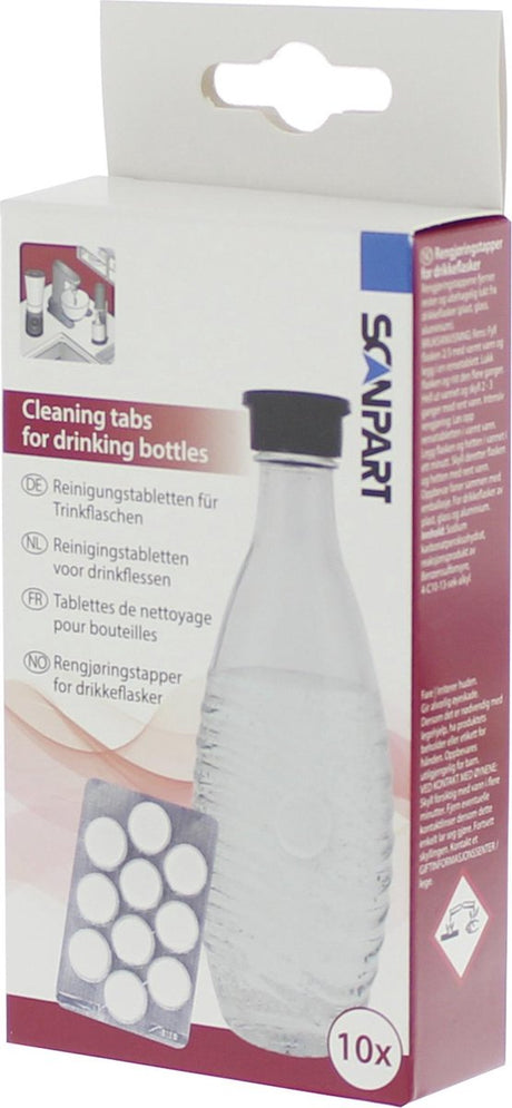 Scanpart rensetabletter til drikkeflasker - velegnet til plastikglas aluminiumsflasker - 10 stk.
