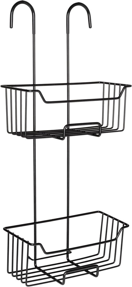 Wenko brusestativ milo 2-lags rustfrit stål sort 25x55cm - uden boring - hængende brusestativ - brusekurv - hængbar brusekabine