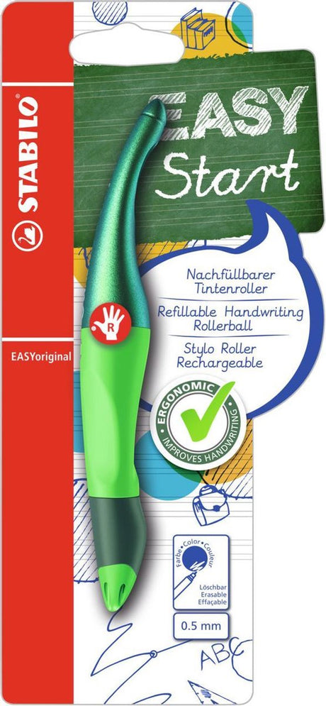 Stabilo easyoriginal - ergonomisk rollerball - højrehåndet - blå blæk - holografudgave - genopfyldelig - grøn