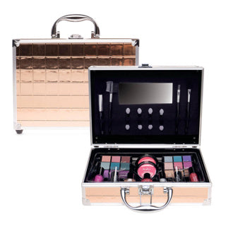 Afslappet make-up kuffert champagne firkantet
