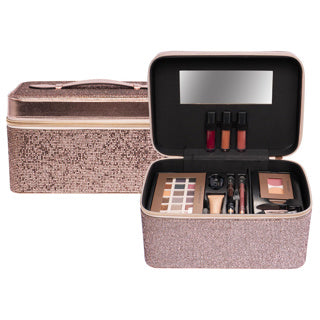 Casuelle skønhedsetui i bronze glitter