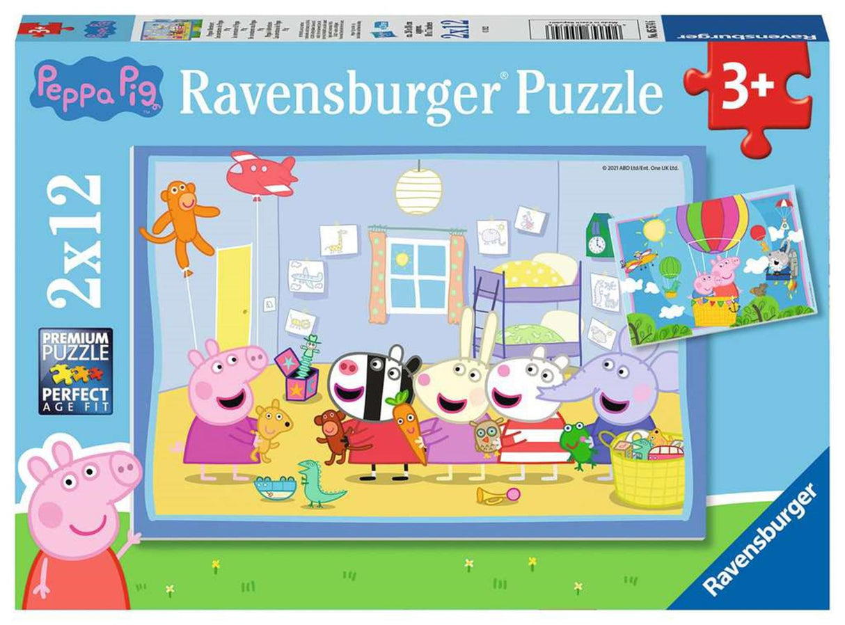 Ravensburger puslespil peppa gris - to puslespil - 12 brikker - børnepuslespil