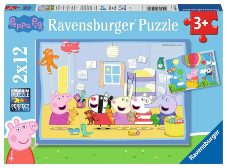 Ravensburger puslespil peppa gris - to puslespil - 12 brikker - børnepuslespil