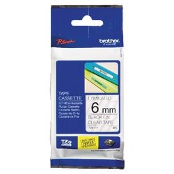 Etikettape brother tze111 sort, gennemsigtig 6mmx8m