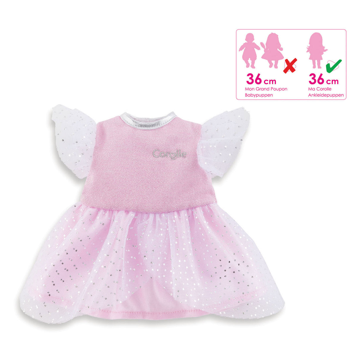 Corolle ma - pink dukkekjole med glitter