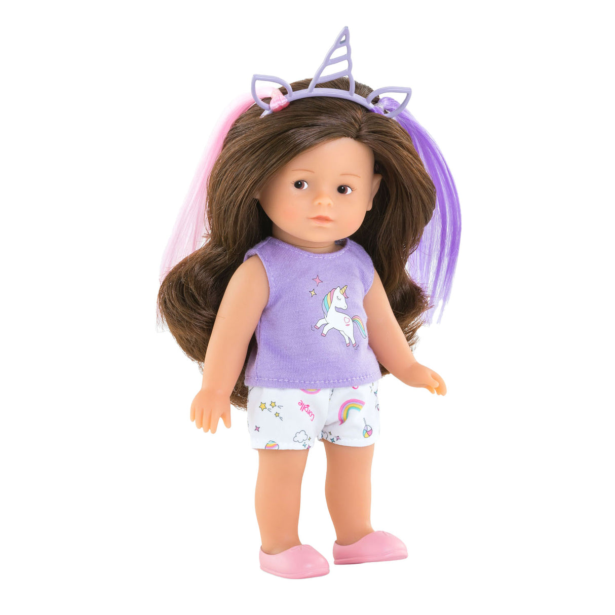 Corolle dukke enhjørning romy 20cm - mini corolline legesæt med tilbehør.