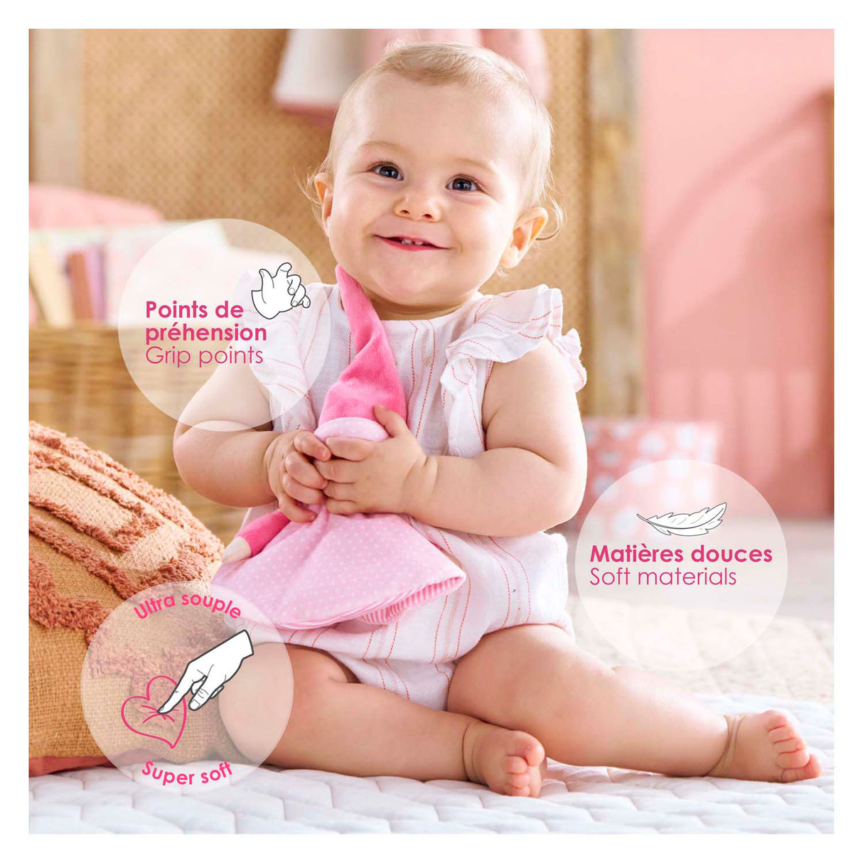 Corolle putteklud pink - tidoudou babyklud 17cm til babyer.