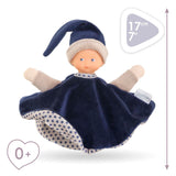 Corolle krammeklud - marineblå babyklud 17cm - blødt legetøj.
