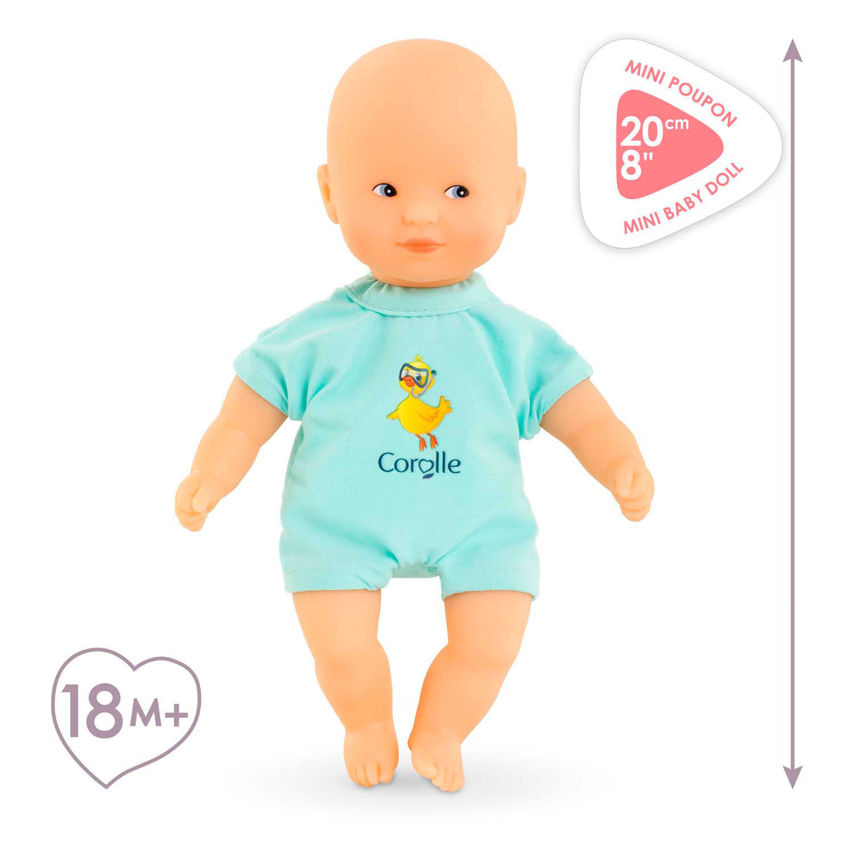 Corolle mini bad babydukke - blå, 20cm