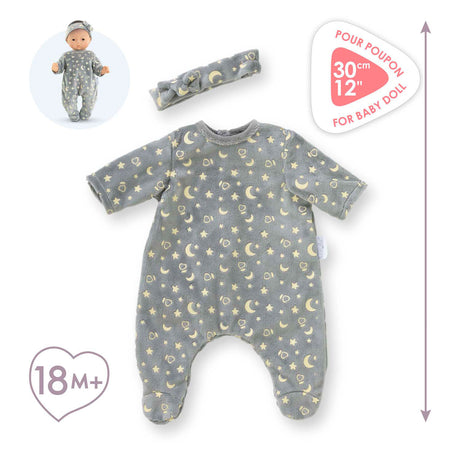 Corolle dukke pyjamas og pandebånd, 30cm - glød i mørket