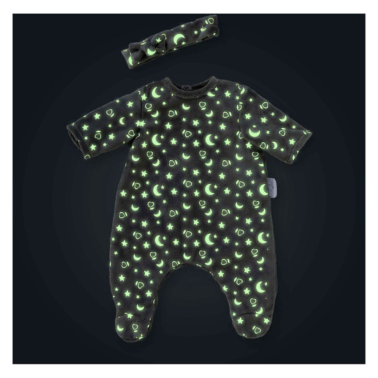 Corolle dukke pyjamas og pandebånd, 30cm - glød i mørket