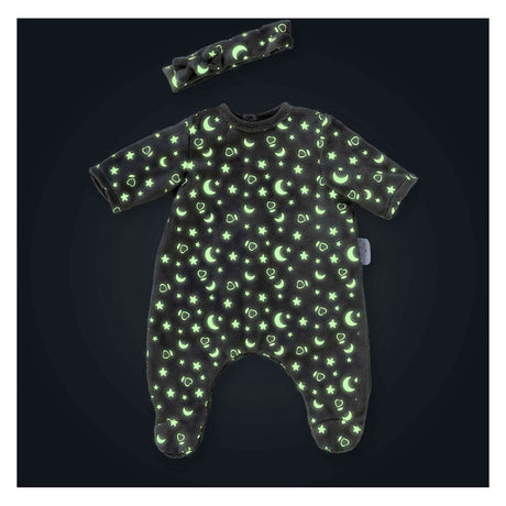 Corolle dukke pyjamas og pandebånd, 30cm - glød i mørket