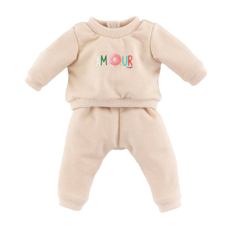 Corolle dukke træningsdragt beige til baby dukke 30cm velcro.